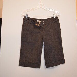 XXZ Grey Woven Polyester-Rayon Front Pockets Decors Low Rise Midi Shorts 0